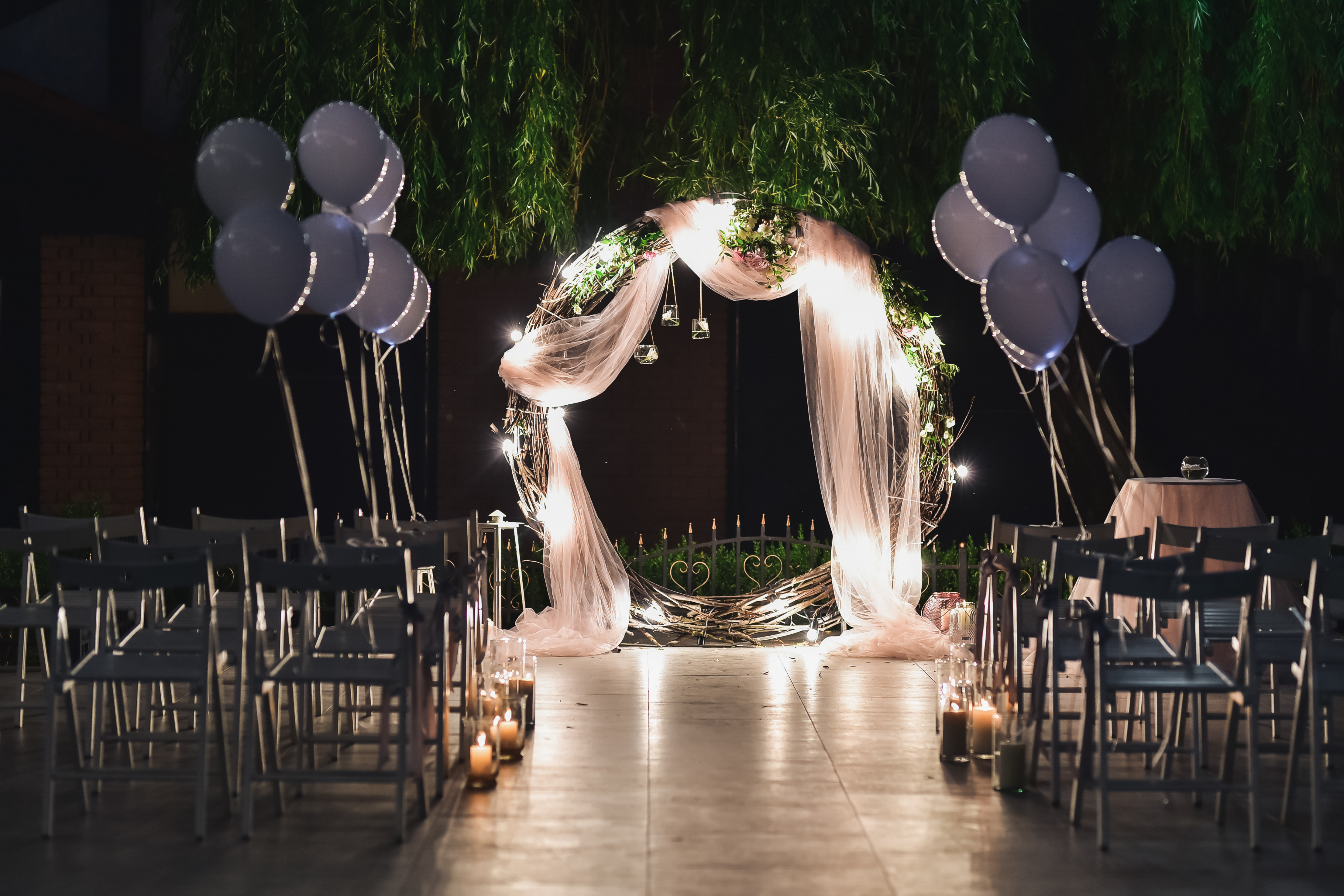 Outdoor wedding altar decoration